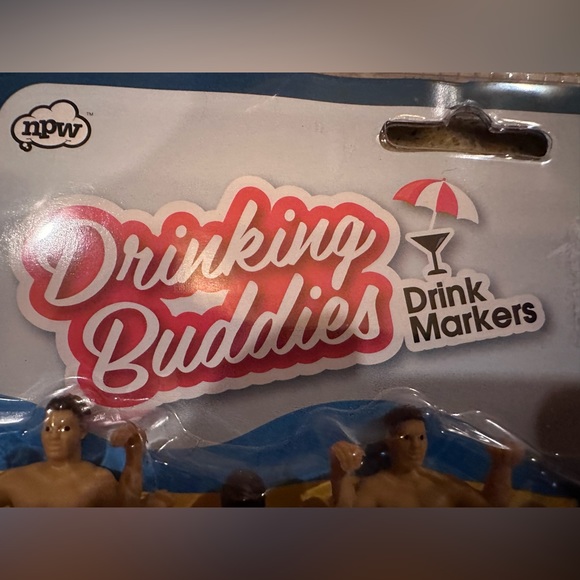 Drinking Buddies Beer Cocktail Wine Glass Male Novelty Charm Markers  (2)New NWP - Picture 8 of 15